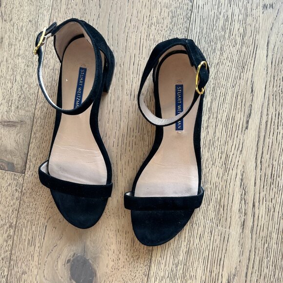 Stuart Weitzman Nudistcurve 35 Block Sandal in Black - Size 7 - Picture 5 of 8